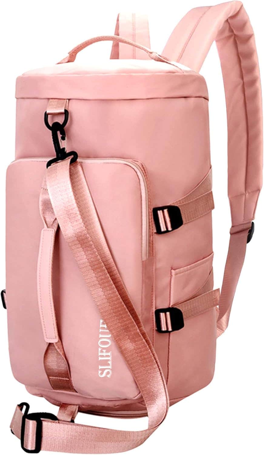 SLIFOUE Pink Gym Duffle Bag 35L with Shoe Compartment & Wet Pocket