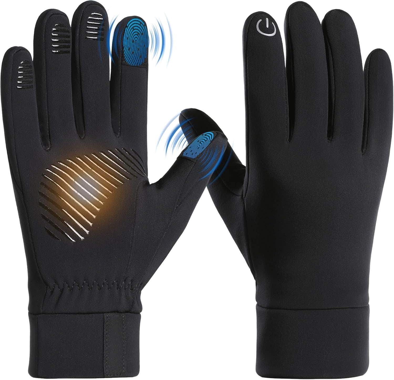 LEYBDER Thermal Winter Gloves for Men & Women - Touchscreen Windproof Waterproof Cycling Running Ski Gloves (Black, M)