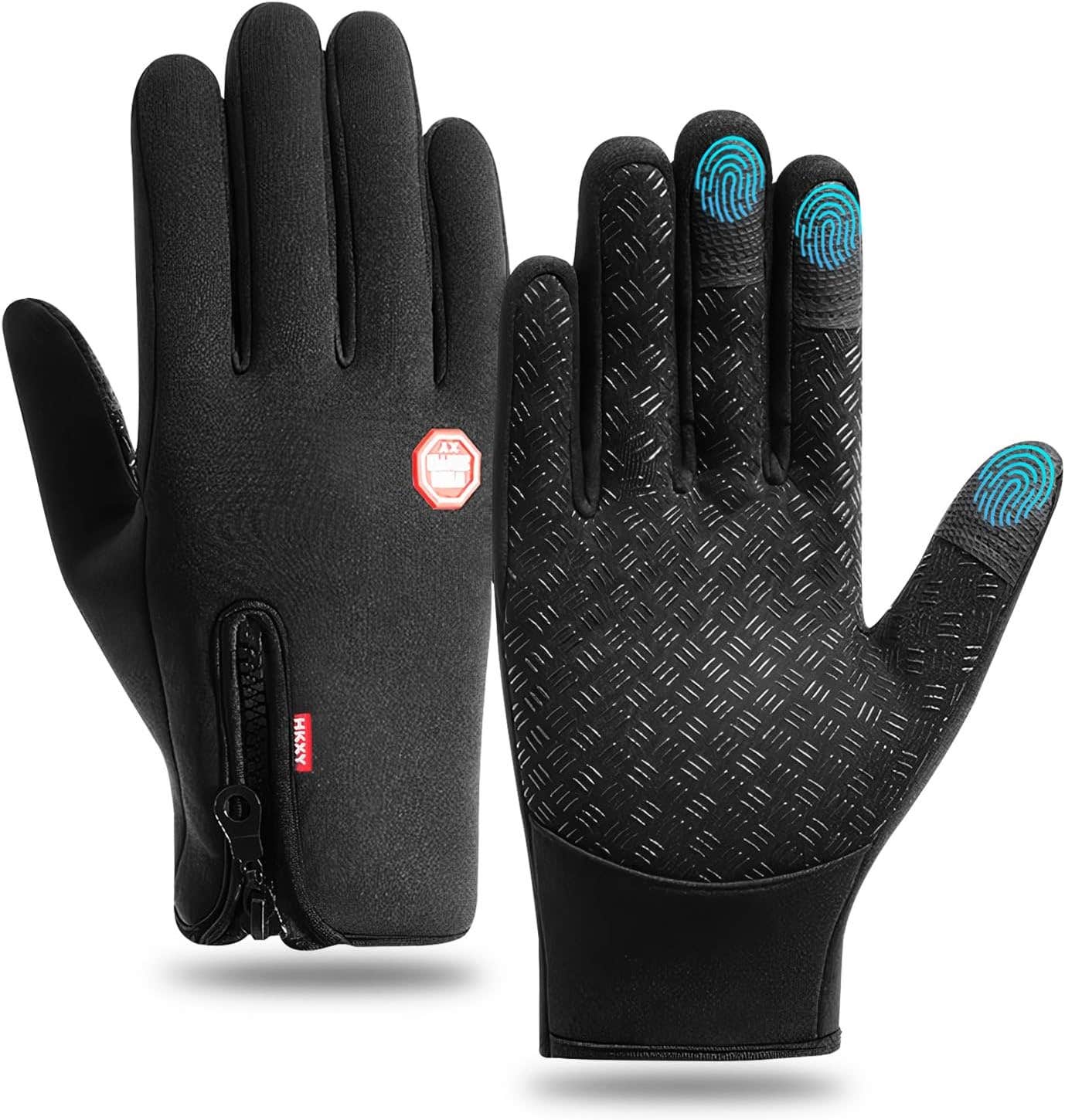 oumuik Cycling Gloves - Touchscreen, Padded & Waterproof - Black Unisex-Adults