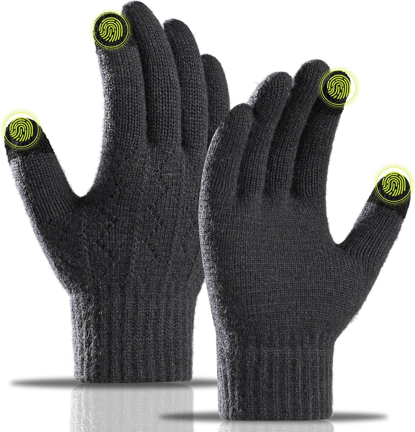 Alorn Men's Winter Touchscreen Gloves - Windproof Fleece Lining