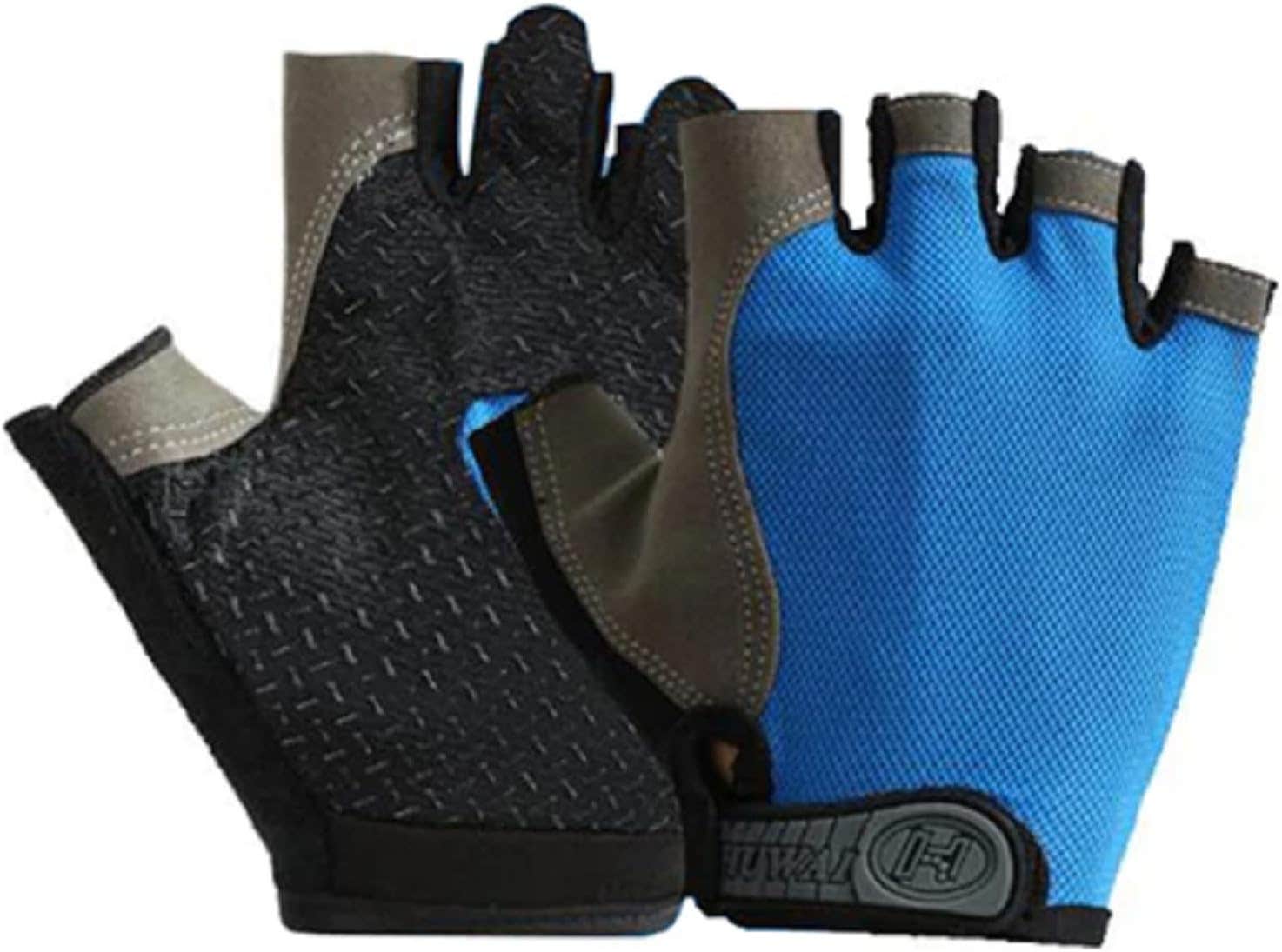 Zacharias Breathable Half Finger Cycling Gloves - Blue, Non-Slip & Sunscreen