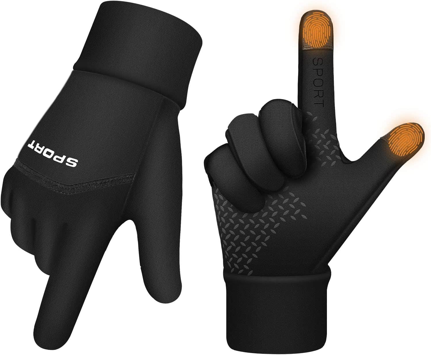 ZENUTA Black Touch Screen Waterproof Winter Cycling Gloves