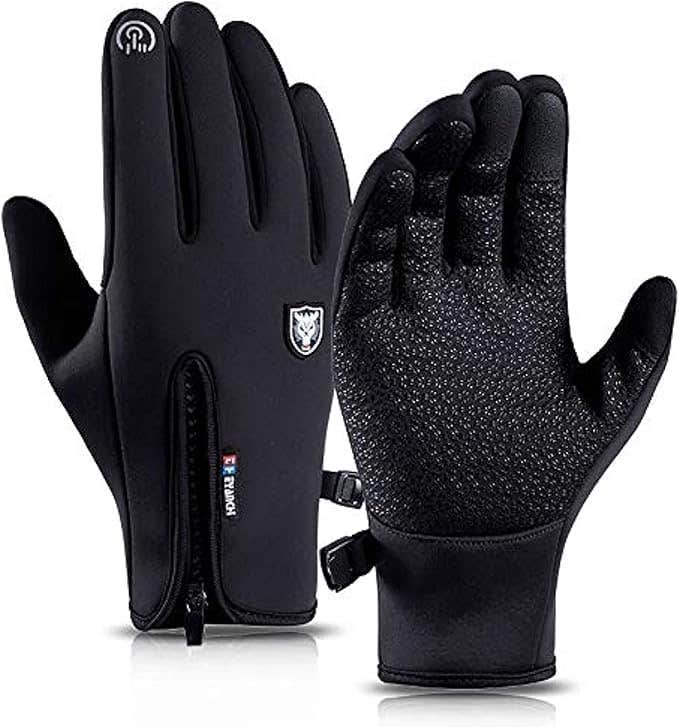 Winter Thermal Cycling Gloves for Men Women, Windproof Waterproof Touchscreen - Black - Large
