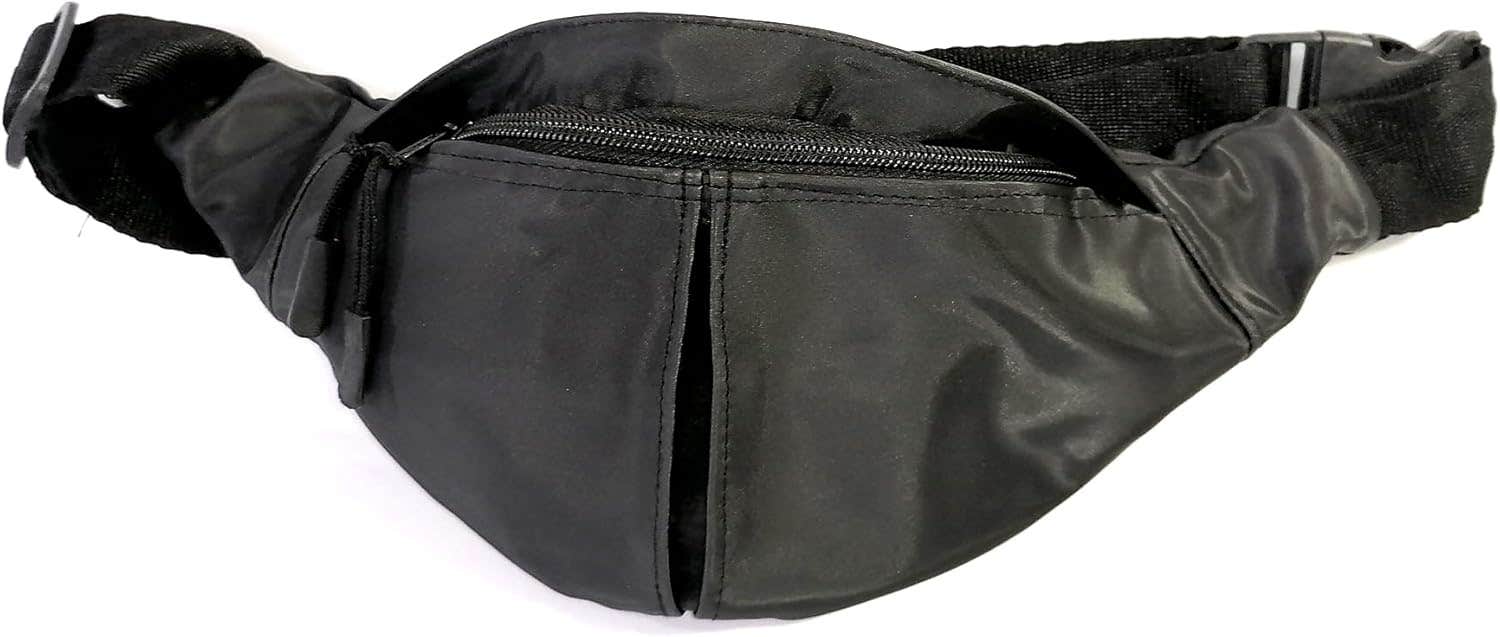 Waist bag for trips and work for youth men and women black thick leather waterproof
