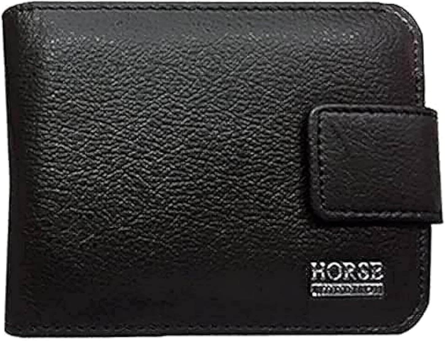 Horse Men's Leather Trifold Wallet (Black)