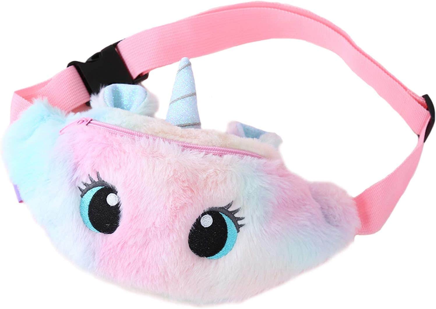 Fxaelian Cute Funny Unicorn Fanny Pack Bum Bag Waist Bag Chest Bag Crossbody Shoulder Bag Belt Bag Catoon Fluffy Birthday Christmas Unicorn Gifts for Kids Girls Multicolor