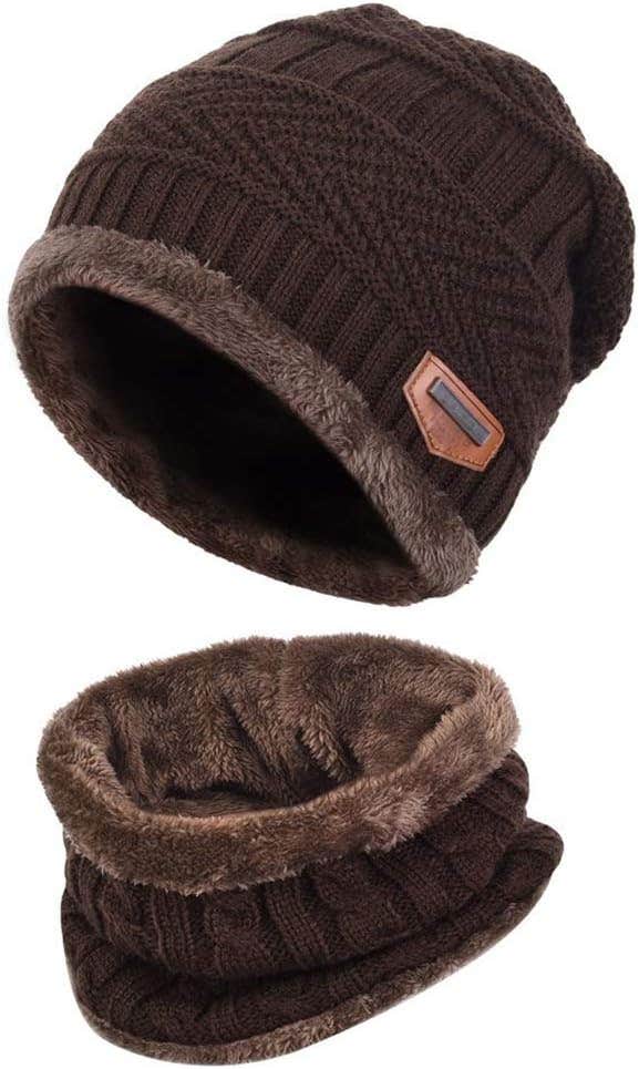 3 in 1 Hat Scarf Gloves Set Men Women Cold Weather Sets Fleece Lined Beanie Neck Warmer Touch Screen Gloves, Winter Hat Thermal Gloves Circle Loop Infinity Scarf
