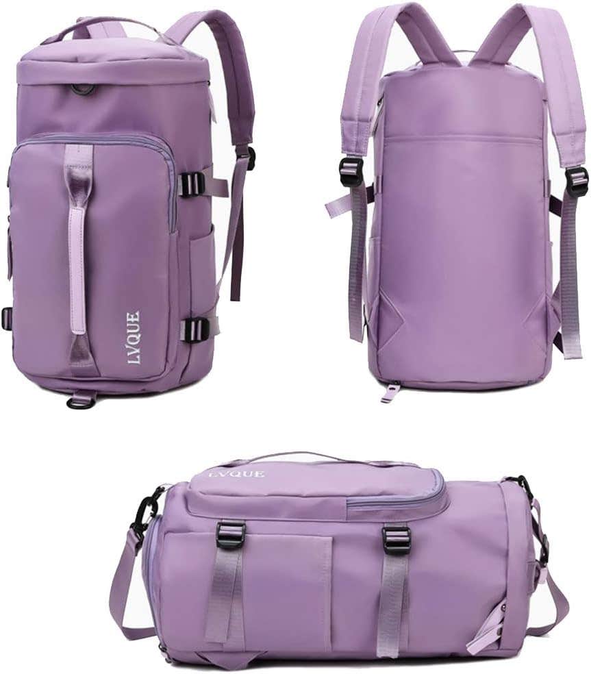 Sport Gym Duffle Travel Bag Lightweight Laptop Backpack for Men Women with Shoe Compartment Including Water Resistant Pouch, Purple, Large