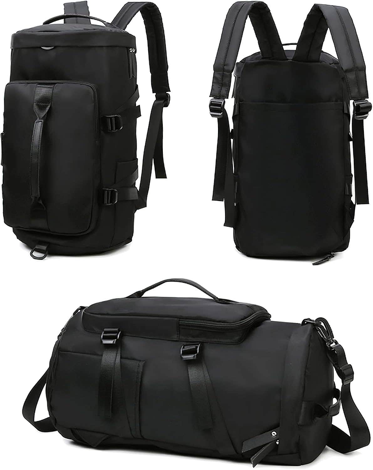 Gym Bags Sport Tote Changing Travel Backpack for Men and Women with Shoe Compartment Wet Pocket Black, Black