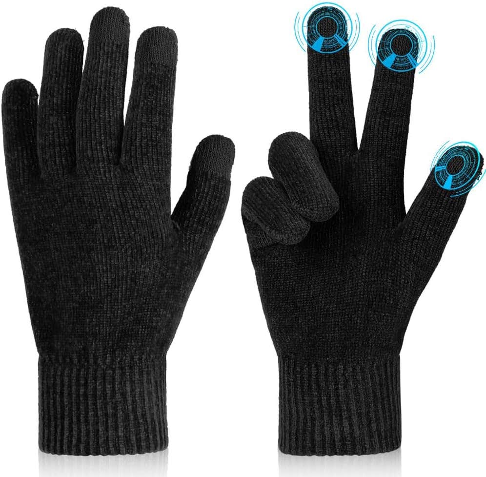 OZERO Winter Thermal Touch Screen Knit Gloves for Men Women - Cold Weather Cycling Running