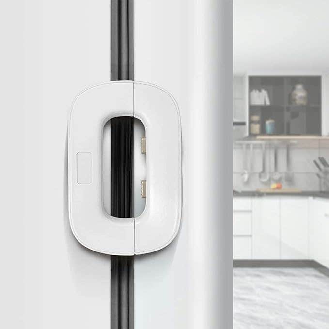 Refrigerator Door Safety Lock for Kids & Pets, Double Button Design - White