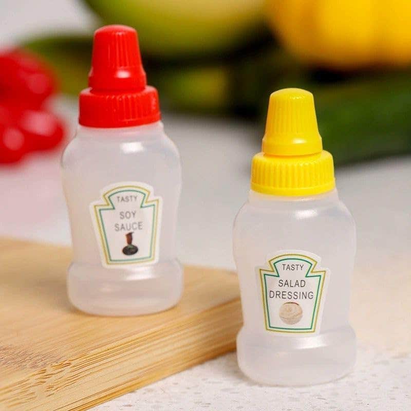 Small Portable Soy Sauce Condiment Squeeze Bottles, 2-Pack
