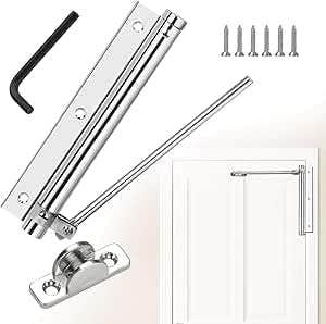 Generic Hydraulic Door Closer with Adjustable Speed - Silver Aluminum
