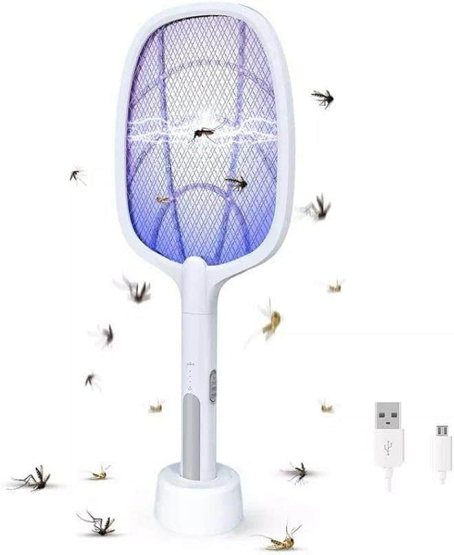 Rechargeable Bug Zapper Racket 3000V, USB Charging, Indoor/Outdoor Mosquito Fly Swatter