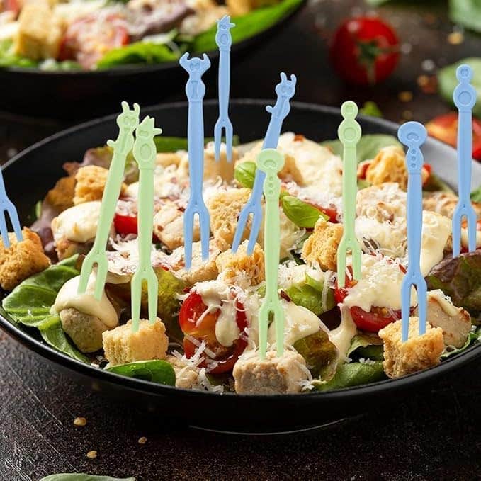 Disposable Cute Fruit Fork Set - 50 Mini Plastic Dessert Forks, Party Decor - Multicolor