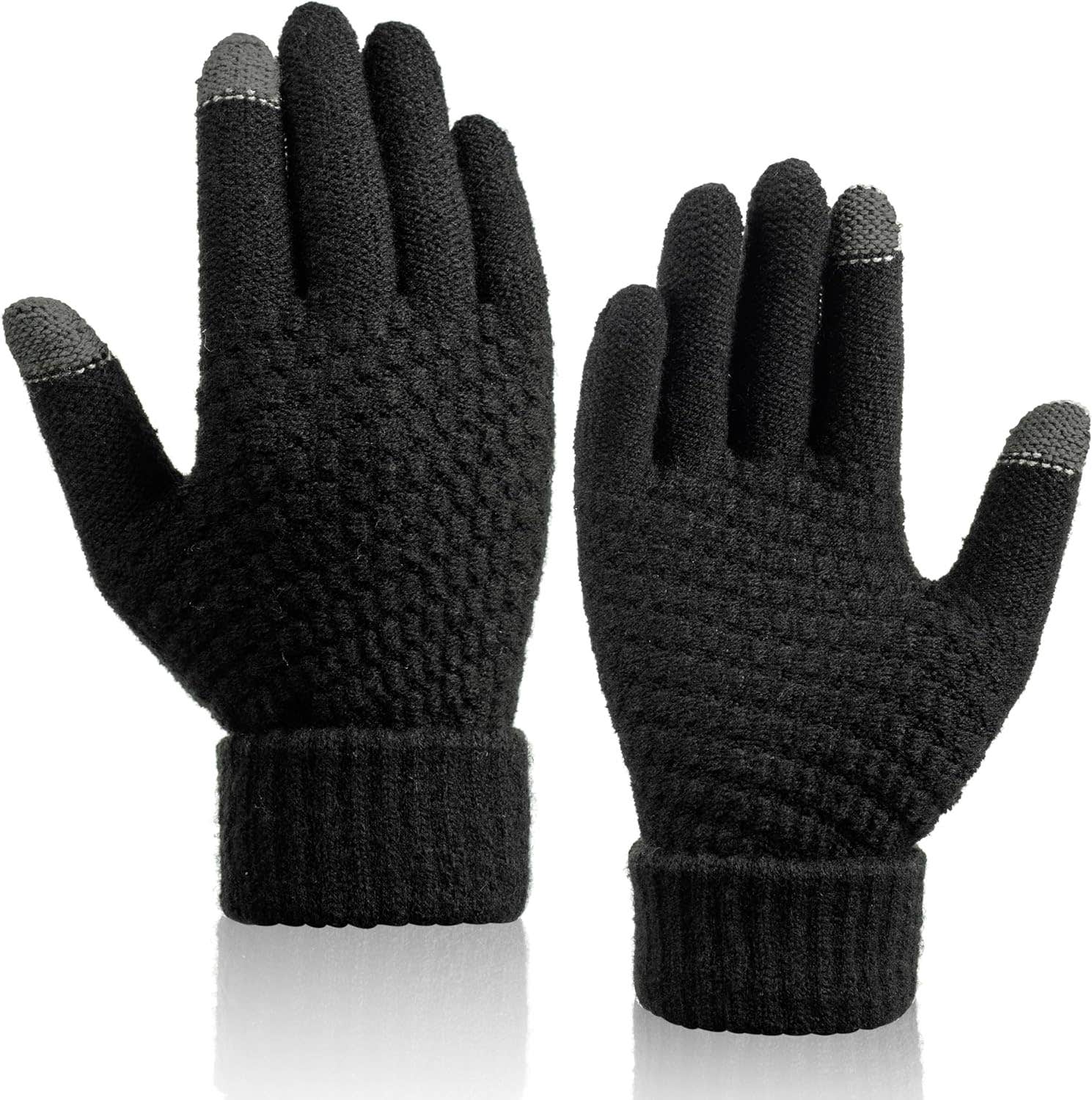 Winter Warm Knitted Wool Gloves Touch Screen Non-Slip Super Soft for Sports, Biking, Cycling, Motorcycle - Men and Women