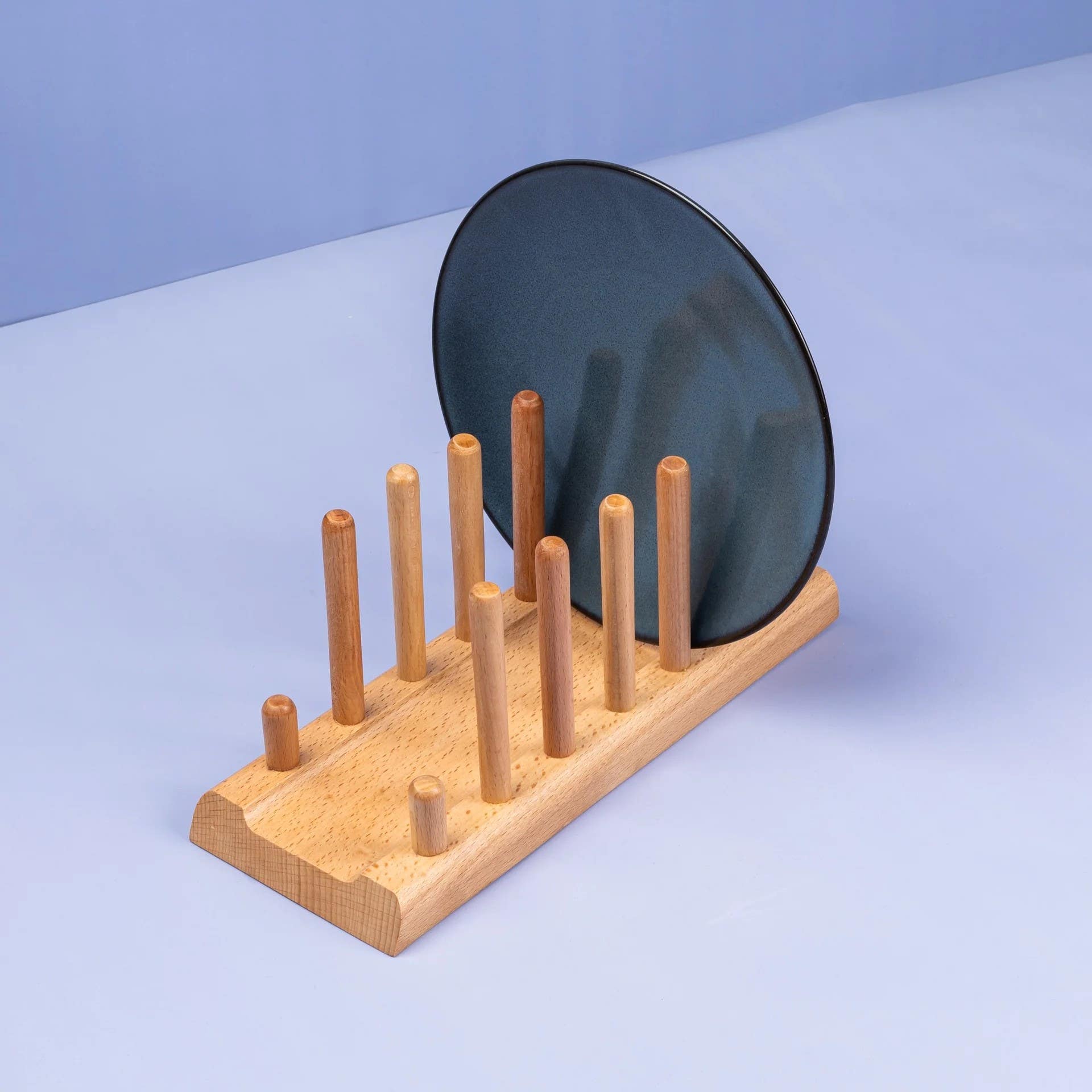 HomePro Natural Wood Plates Holder - Kitchenware Organizer