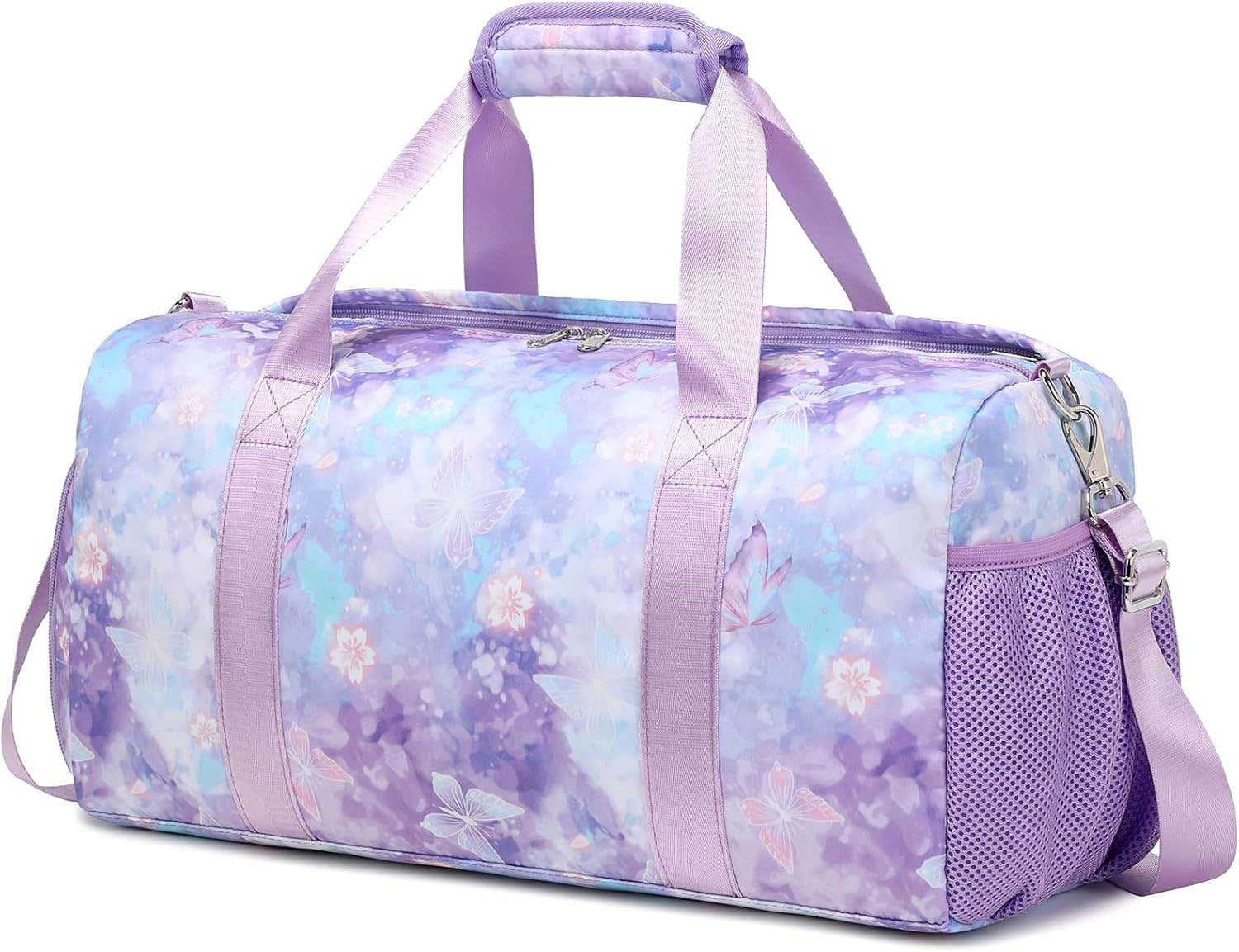 Meisohua Girls Duffle Bag with Wet Pocket & Shoe Compartment - Purple Sports Gym Overnight Travel 45لتر