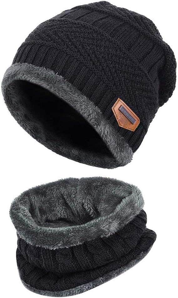 VAWSVOCS Winter Knitted Hat & Neck Warmer Set - Unisex Skullies & Beanies