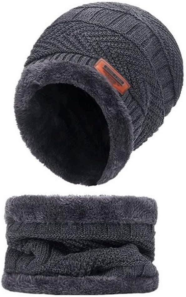 Onsoyours Winter Hat Knitted Beanies with Winter Scarf Beanie Set Fleece Lined Hat Wool Hat Solid Color Warm for Men/Women