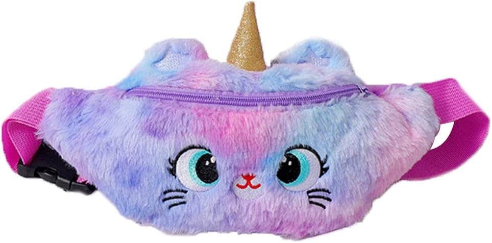 VALICLUD Toddler Unicorn Pattern Waist Bag Travel Package Comfortable Fluffy Accessories Clothes, Purple, 24X12X5CM, Fashion