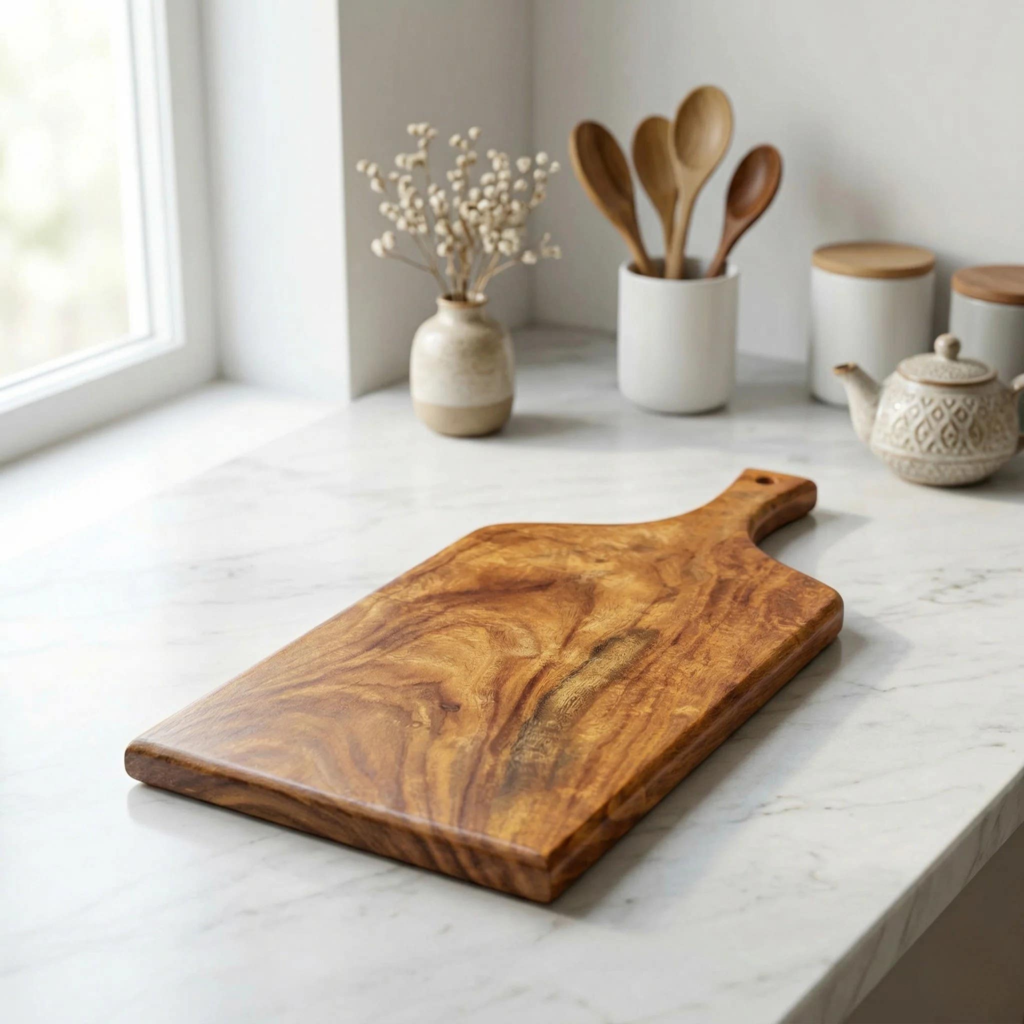 HomePro Rectangular Serving Board - Natural Wood Cheese & Charcuterie Platter