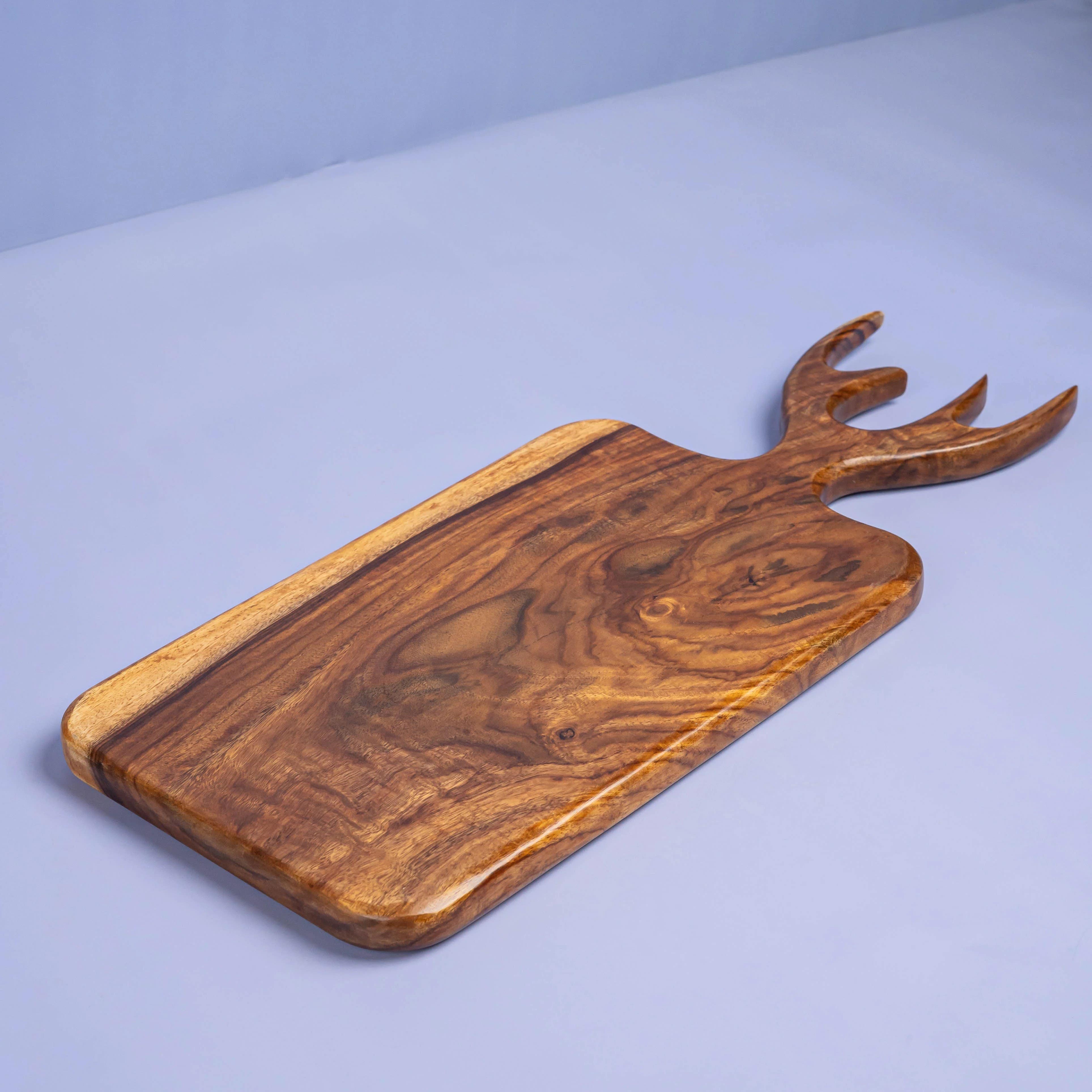 "Rustic StagSlice Wooden Server for Cheese & Charcuterie