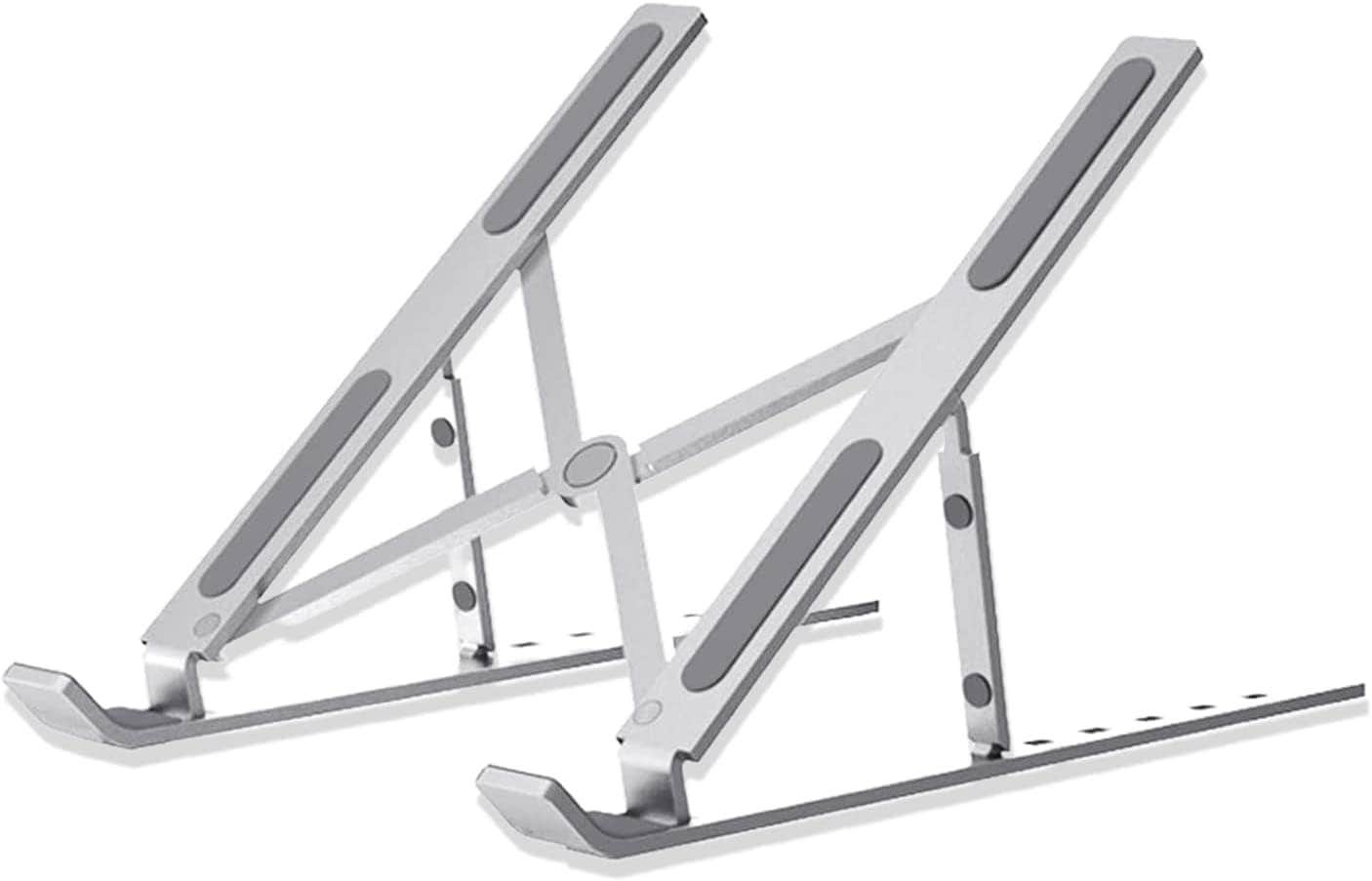 Aluminum Desktop Laptop Holder Comfortable Anti-Slip Adjustable 7 Angle Laptop Stand, Fits 9-15.6 Inch, Silver