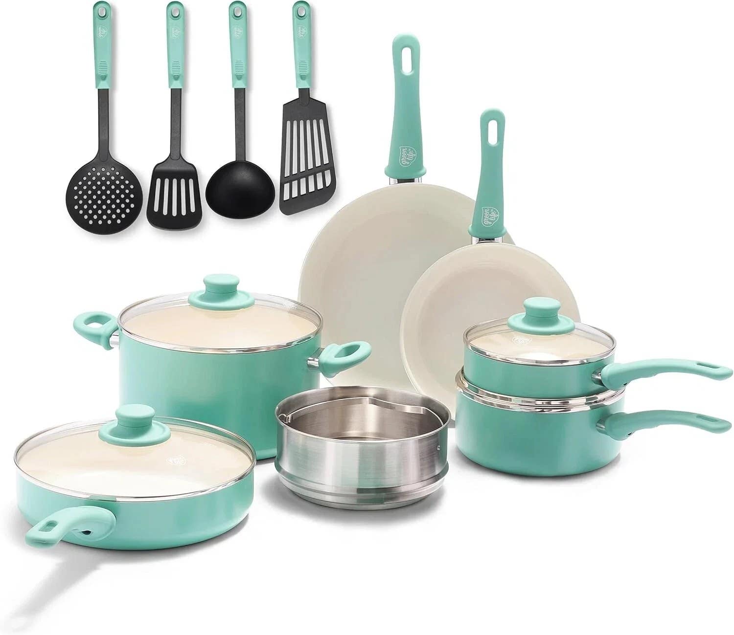 GreenLife 15-Piece Ceramic Non-Stick Cookware Set - PFAS Free