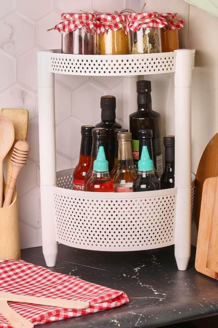Turbo Storage Round Openwork (Round Base) (White, 2 Floor)