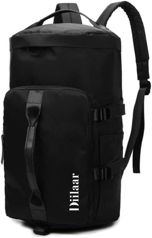 Diilaar Sports Gym Duffle Bag | Large Capacity | Wet Pocket & Shoe Compartment | Waterproof | Black
