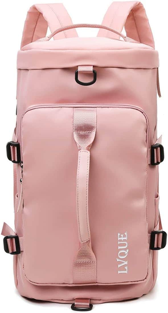 GIFYY Sports Travel Duffle Bag, Waterproof Gym Shoulder Bag with Shoe Compartment - Pink