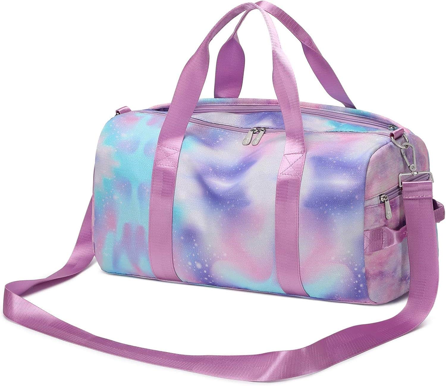 Dorlubel Graffiti Style Duffle Bag with Shoe Compartment - Purple