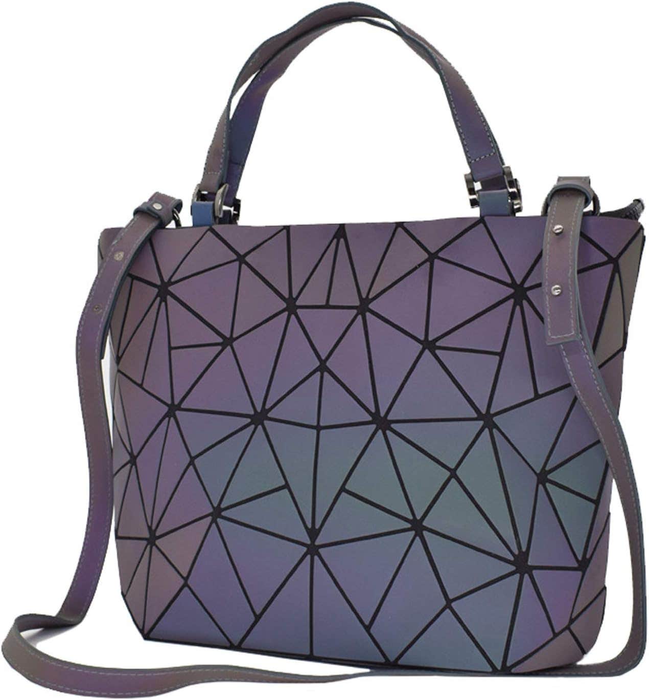 ESOVIO Luminous Geometric Shoulder Bag | Holographic Reflective Tote & Crossbody