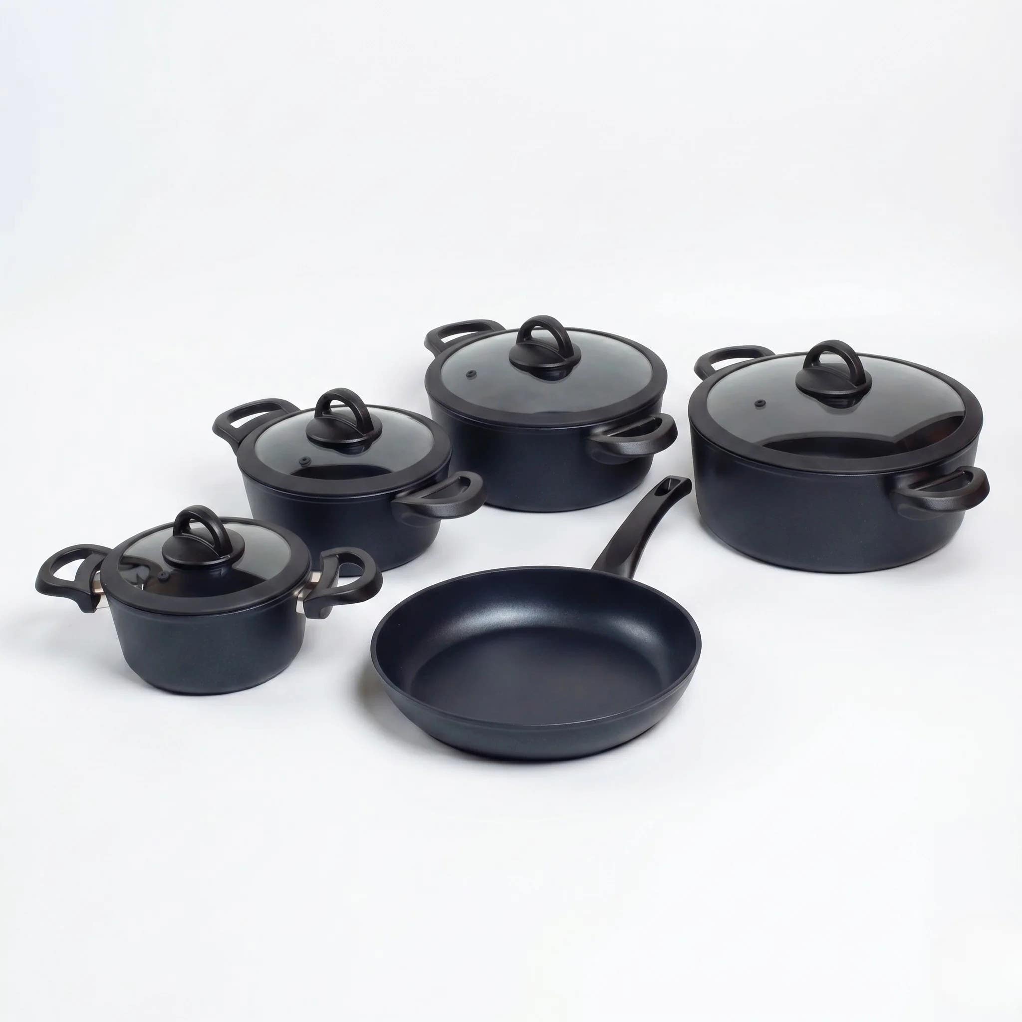 9-Piece Bio Granite Black Cookware Set | Non-Stick, PFOA-Free