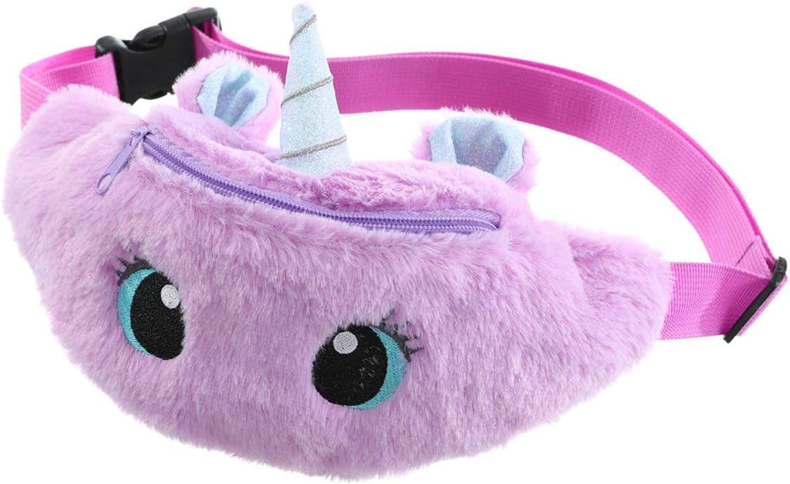 Vohoney Children's Unicorn Plush Shoulder Bag - Purple Girl's Banana Bag