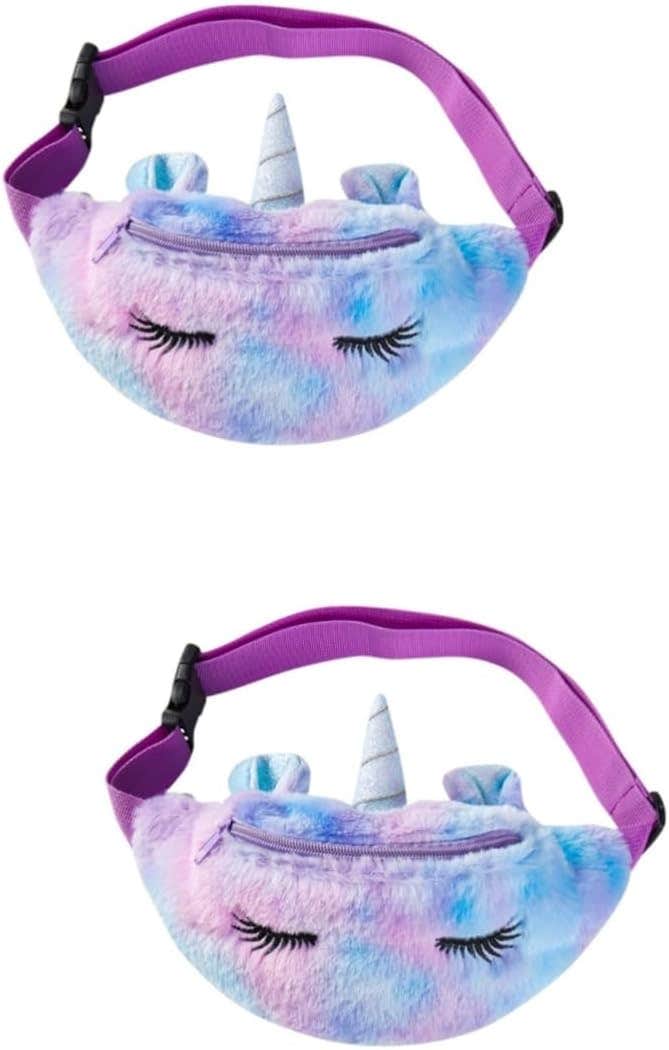 NOLITOY Unicorn Plush Waist Bag Set - Crossbody Phone Wallets for Little Girls