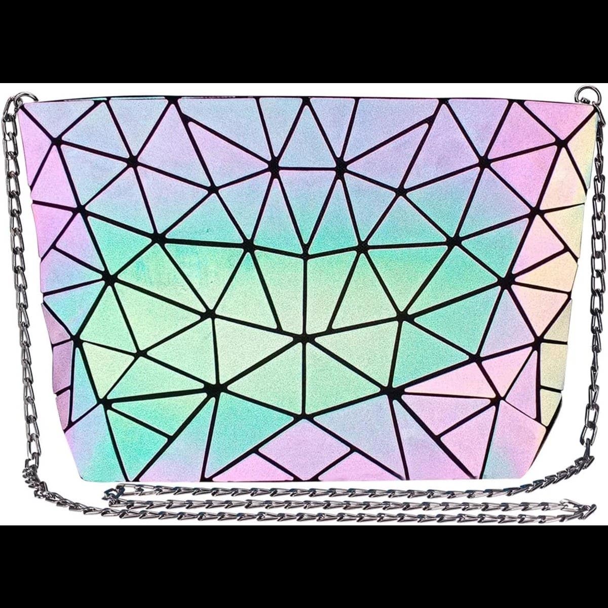 Swarsk Geometric Luminous Crossbody Bag - Holographic Shoulder Clutch