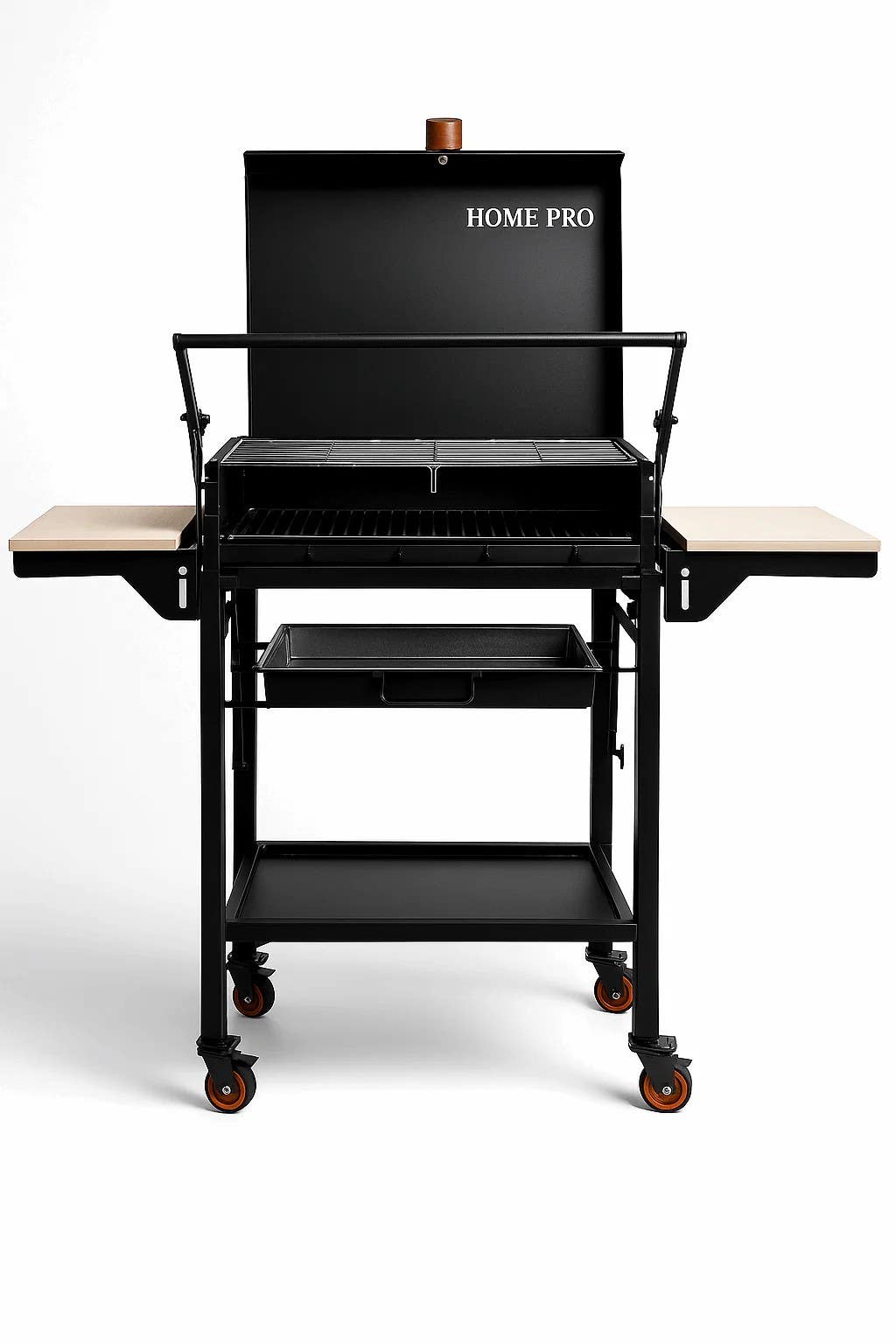 Professional Charcoal Grill with Adjustable Ash Drawer and Stainless Steel Grates