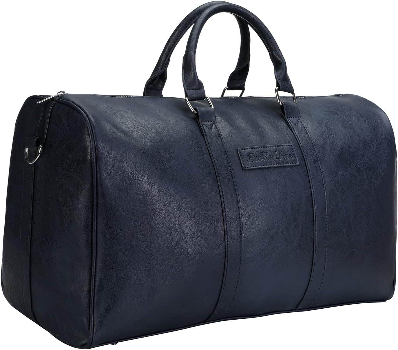 LuoHanTree Leather Weekend Duffel Bag, 32L Capacity, Durkblue - Waterproof & Durable