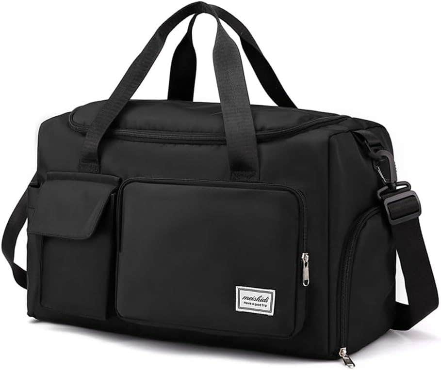 Rofawee Sports Gym Duffel Bag with Shoe Compartment - Black | Durable Nylon, Enhanced Storage, Travel-Friendly