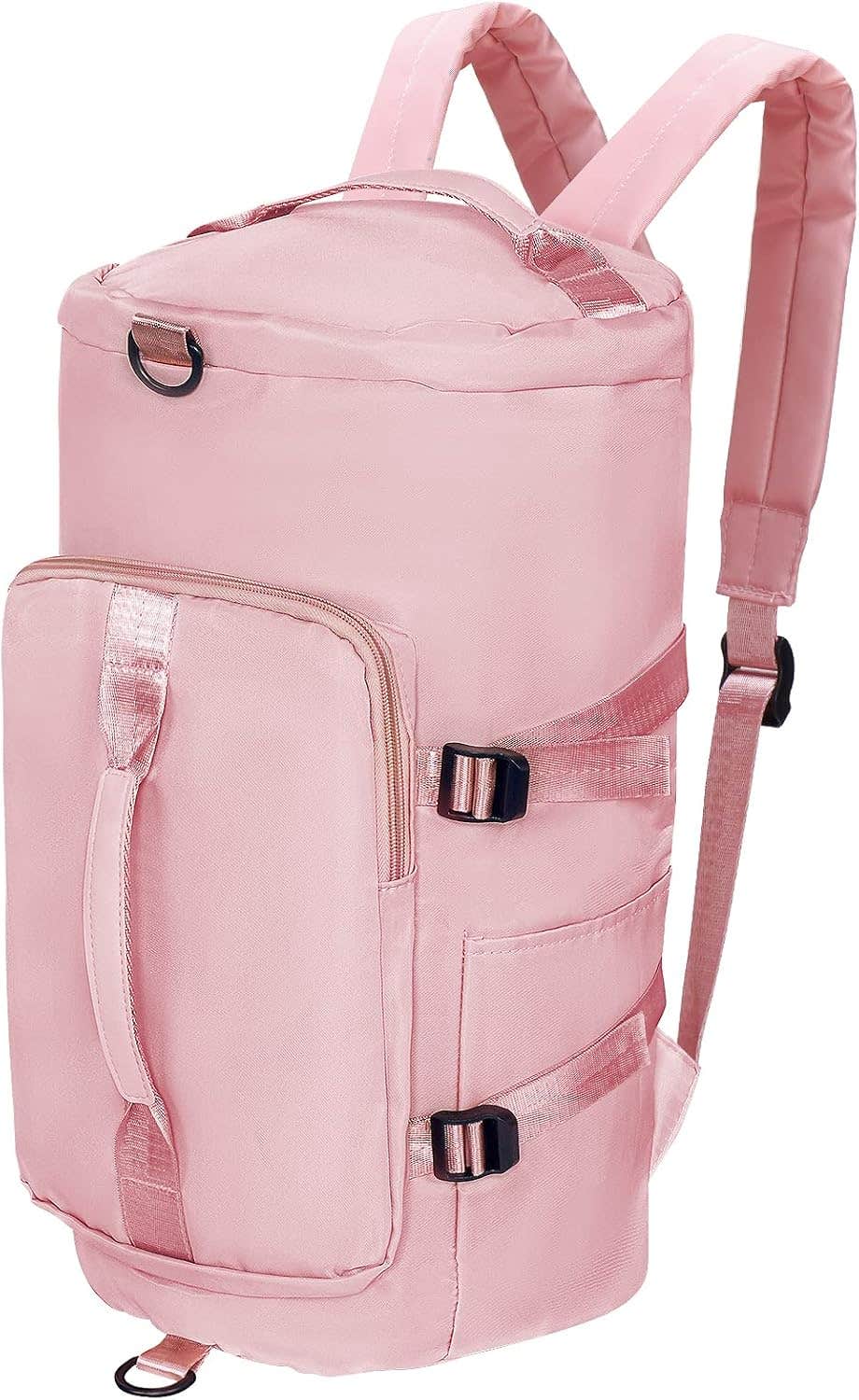 NiHome Pink Duffle Backpack Gym Bag with Shoe Compartment, Large Capacity