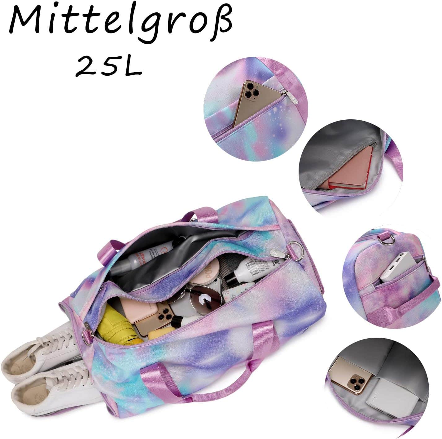 EUYIFET Rainbow Sports Bag with Shoe Compartment | Waterproof Gym Duffel for Girls & Ladies