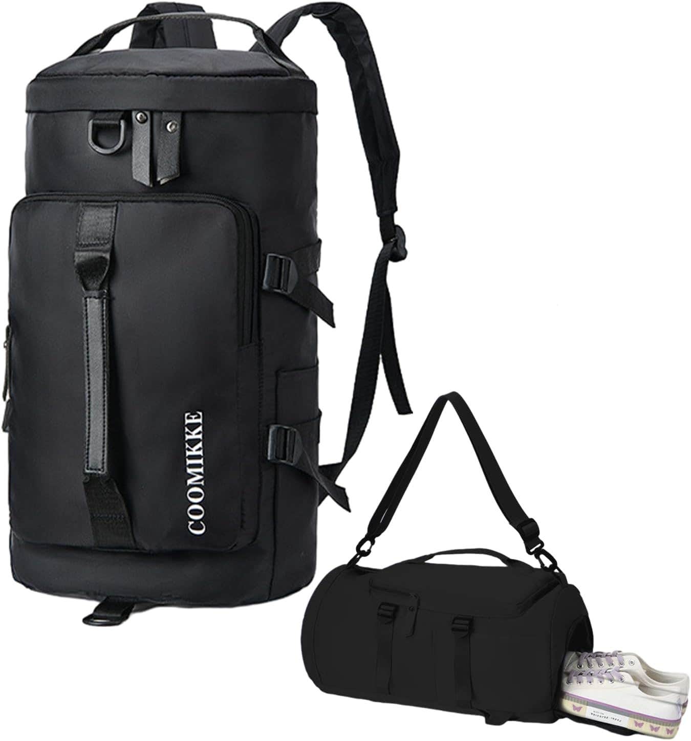Fadcaer 40L Gym Backpack Weekend Travel Duffel With Shoes Compartment - Black