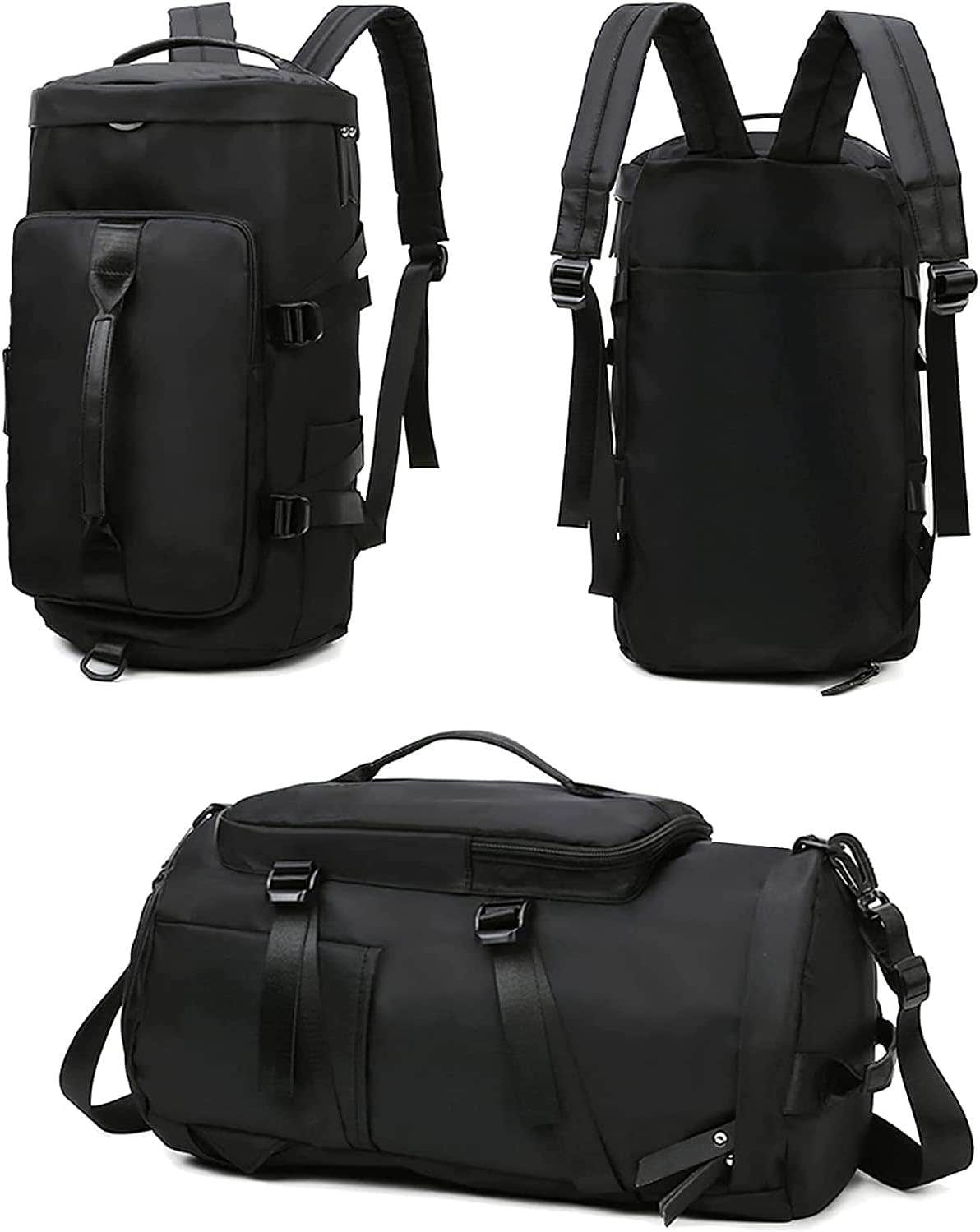 ALMEKAQUZ Sports Gym Duffel Bag for Men and Women, Waterproof, Tear Resistant, Black