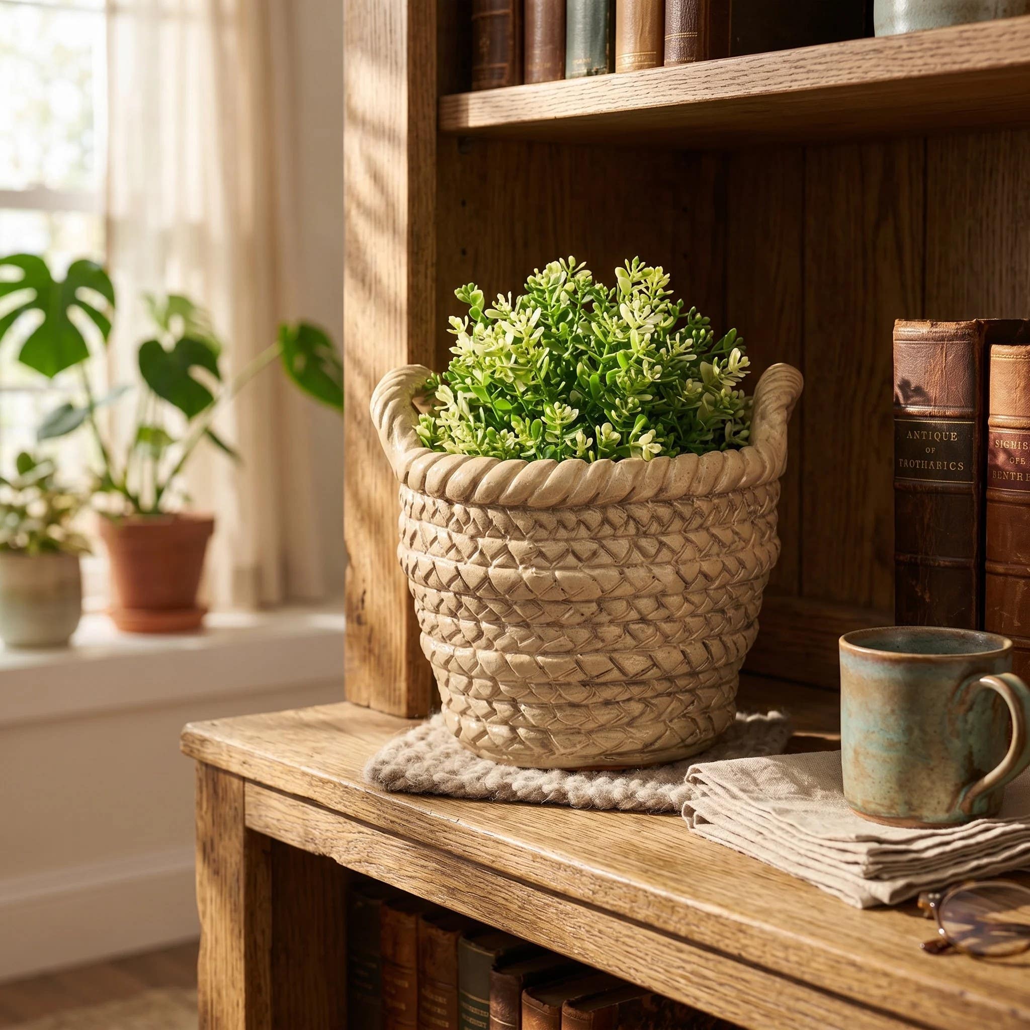 Handcrafted Weaved Basket Plant Pot for Small to Medium Houseplants