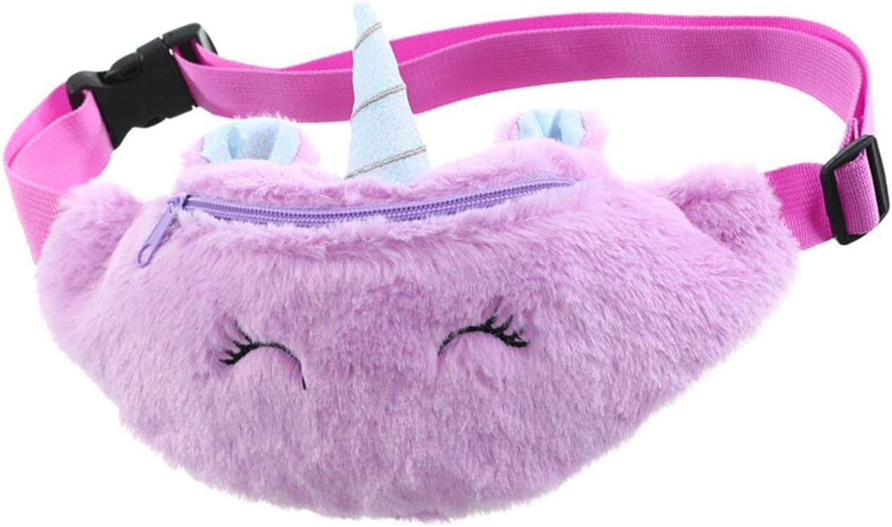Women Girls Kids Fluffy Fuzzy Unicorn Fanny Pack Tie Dye Rainbow Waist Pack Crossbody Purse Chest Bum Belt Bag, One Size