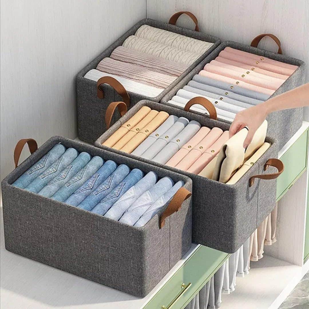 Metal Dressing Organizer with Foldable Linen Basket - Clothing & Accessories Storage