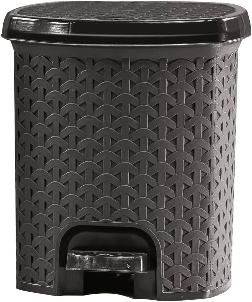 AL Watanya 6 Litres Brown Plastic Step-On Trash Bin - Durable & Eco