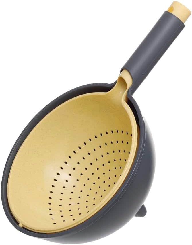 Aksa Kova Plastic Strainer - Double Layer Rotatable - Yellow